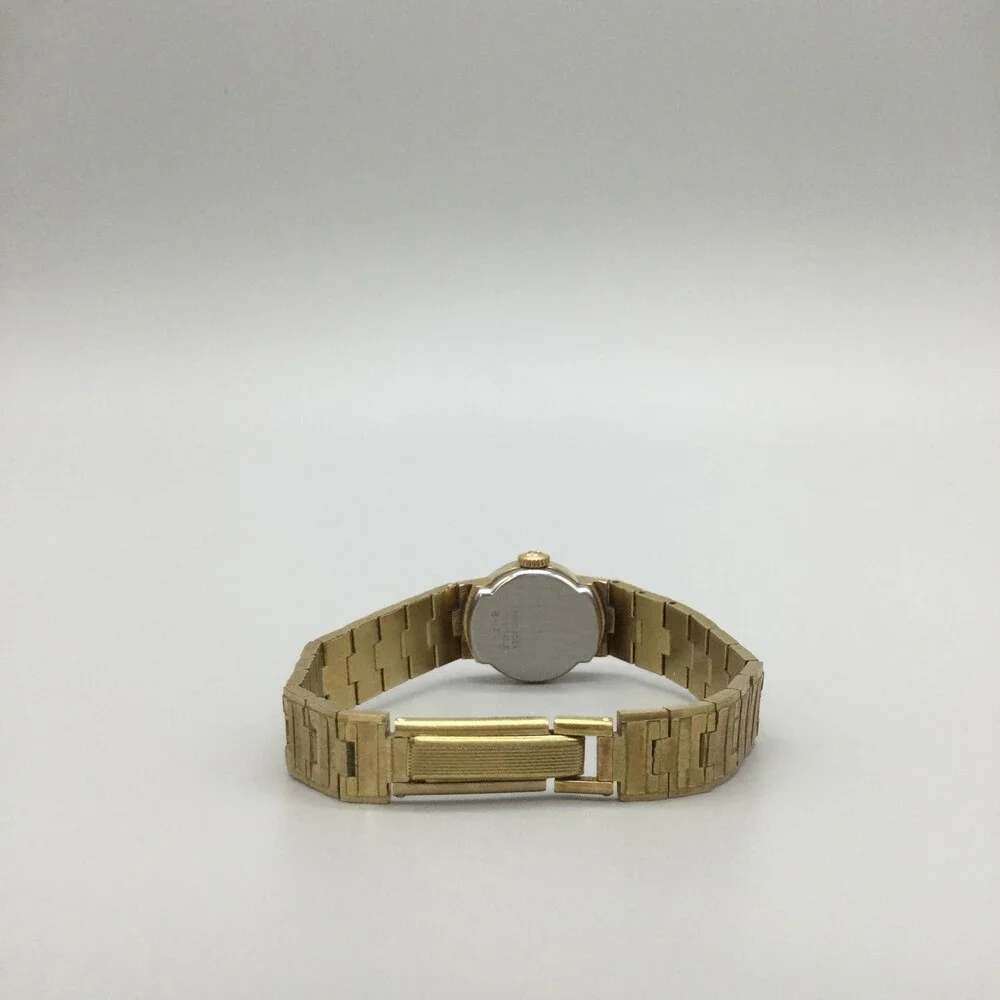 Vintage Bucherer Womens Watch 18mm White Dial Gold Tone Manual Wind Swiss 7.25